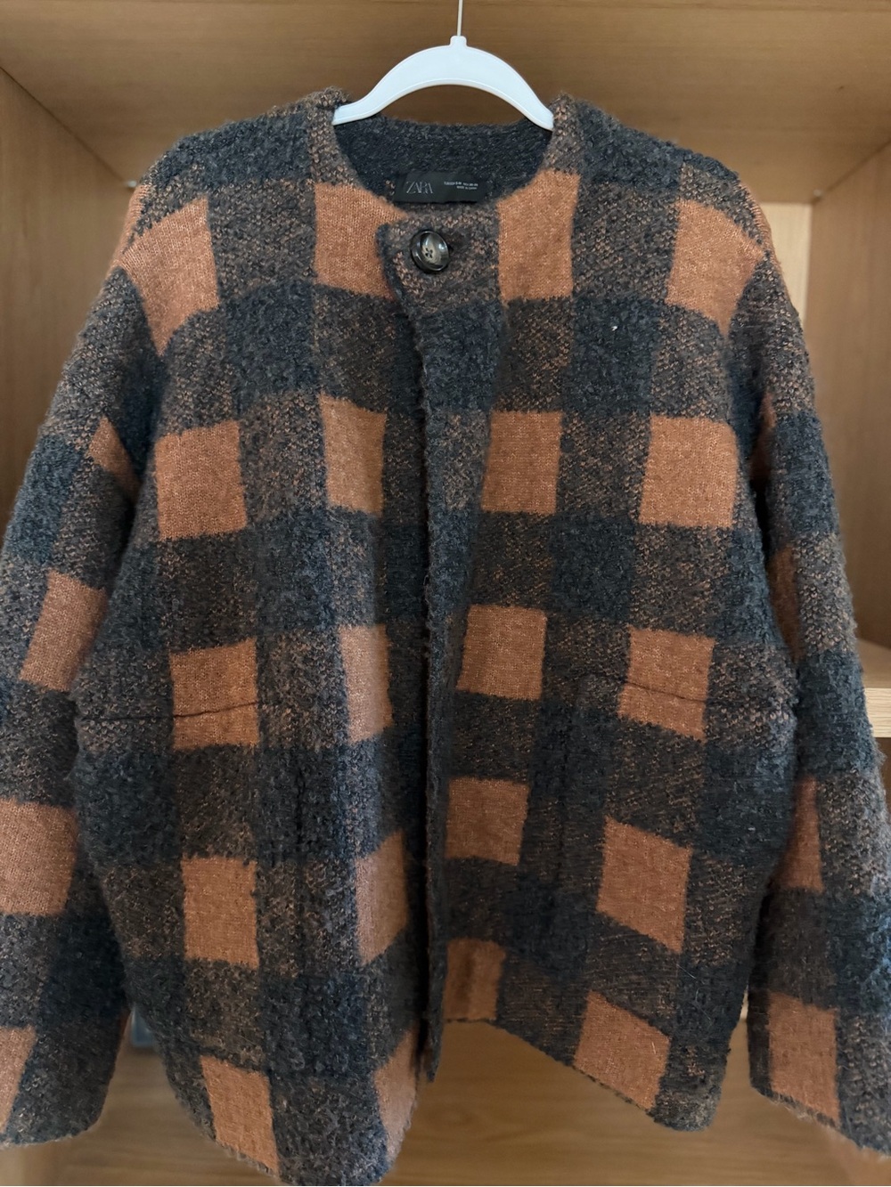 Zara Brown & Charcoal Check Coat